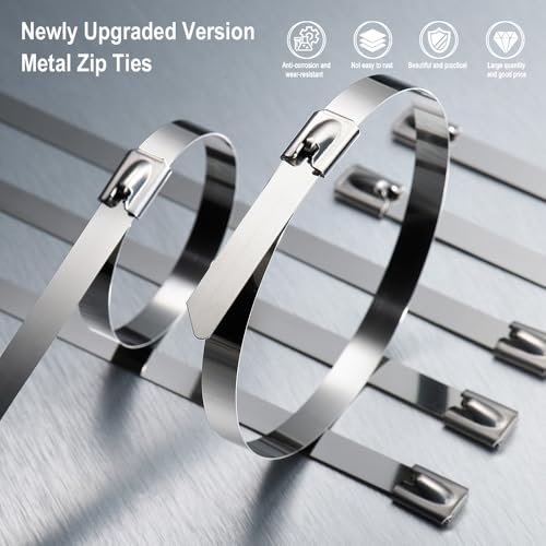 Chain Link Fence Ties 100Pcs 6 Inch Metal Zip Ties Heavy Duty Stainless Steel Outdoor Use - style: 6 inch chain link fence ties