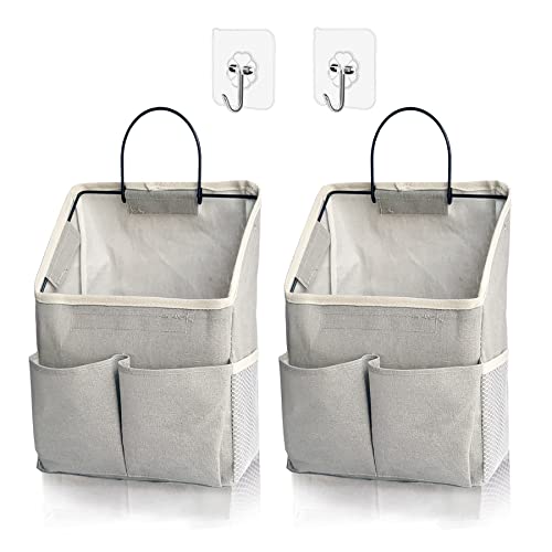 2 Pack Wall Hanging Storage Bag,Wall Hanging Organizer with Pockets, Hanging storage basket for Dormitory Bathroom Bedroom (Grey-upgraded) - color: Grey(2 Pcs)