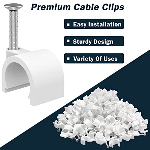 400 Pcs 10mm Nail in Cable Clips - Coax, Speaker, Ethernet, RG6, RG59, CAT6, RJ45 Wall Wire Clips - size: 400 Pcs