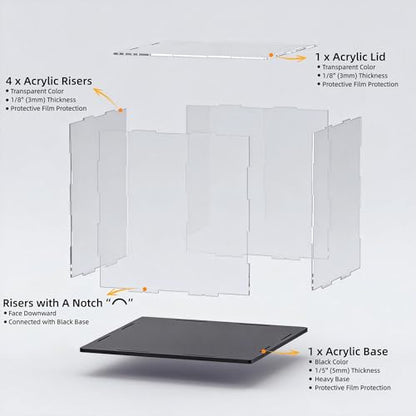 Acrylic Display Case, Clear Collectible Display Box with Matte Black Base, Dustproof Acrylic Showcase, Easy Self Assembly Storage Cases for Art Figurine, Trophy and Action Figures, 9 x 9 x 13 inch - size: 9 x 9 x 13 inch