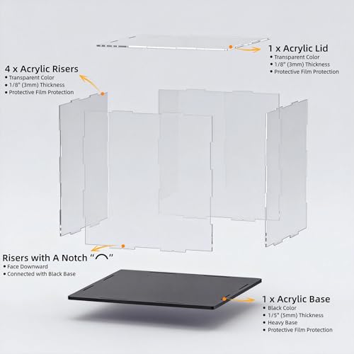 Acrylic Display Case, Clear Collectible Display Box with Matte Black Base, Dustproof Acrylic Showcase, Easy Self Assembly Storage Cases for Art Figurine, Trophy and Action Figures, 10 x 10 x 14 inch - size: 10 x 10 x 14 inch