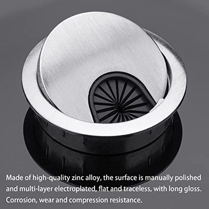 2 Pack 2 Inch Metal Desk Grommet for Wire Organizer, Brushed Silver - color: Silver-2Pack