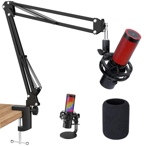 QuadCast 2 Boom Arm, Mic Arm Microphone Arm for HyperX QuadCast 2 with HyperX QuadCast 2 Pop Filter, 3/8" to 5/8" Adapter, by SUNMON - color: HyperX QuadCast 2 Boom Arm