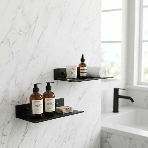 Z metnal Small Metal Shelves, Mini Floating Shelf for Collection Action Figures Speaker, Decor Display Wall Shelf, Aluminum, Wall Mounted, Matt Black, 10 inch, 2 Pack - color: Black, size: 10 inch (2 Pack)
