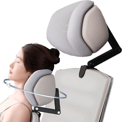Upgraded Version Memory Foam Headrest Attachment for Office Chair, Attachable Chair Head Rest, Desk Chair Neck Support, Elastic Sponge Head Pillow Adjustable Height and Angle (Upgraded Version(Gray)) - color: Gray