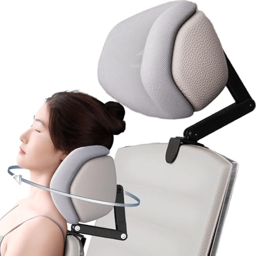 Upgraded Version Memory Foam Headrest Attachment for Office Chair, Attachable Chair Head Rest, Desk Chair Neck Support, Elastic Sponge Head Pillow Adjustable Height and Angle (Upgraded Version(Gray)) - color: Gray