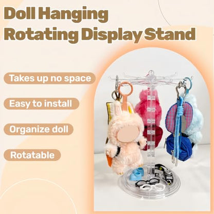 Transparent 360° Rotating Display Stand for Plush Dolls Keychains& Collectibles - All-Round Display, Manually rotates(No Doll) - color: Transparent without dust cover