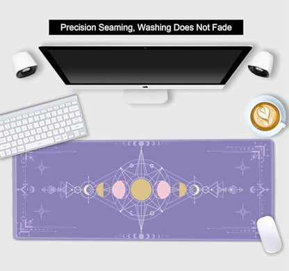 Pastel Purple Moon Phase Desk Mat Cute, Goth Witchy Celestial Large Gaming Mouse Pad, Extended Mousepad Desk Pad for Women Gamer Office, Computer Accessories, Tarot Alter Mat, 31.5 X 11.8 in - color: Pastel Purple Moon Phase