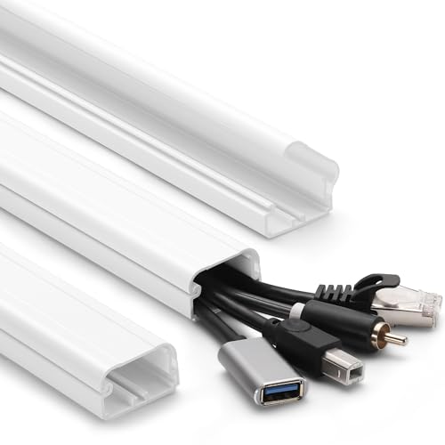 39in Cord Covers for Wires on Wall, YCLYC Wall Cord Cover, Large TV Cable Hider Wall Kit, White TV Cord Hider for Wall Mounted TV, Electrical Cable Raceway Cord Organizer, 3 X L13in W1.2 H0.7 - color: White, size: Medium-39in