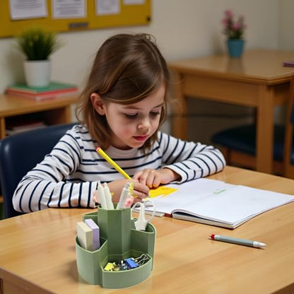 Pencil Pen Holder Desk Organizers Green Desktop Storage Stationery Supplies, Cute Cup Pot for Office, School, Art Supply - color: Green
