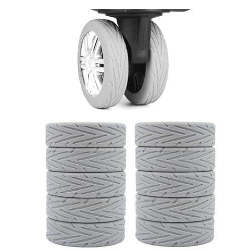 10Pcs Luggage Covers Silicone Silent Suitcase Protector for Luggage Office Chair Caste Upgraded Wear-Resistant Anti-Noise Shock Absorption Suitcase Wheel Covers Accessories for Travel Grey - color: Grey arrow