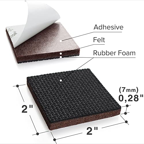 X-PROTECTOR Non Slip Furniture Pads - 16 Premium Furniture Grippers 2"! Self-Adhesive Rubber Feet Furniture Feet - Ideal Non Skid Furniture Pad Floor Protectors - Keep Furniture in Place! - size: 16 Square 2"