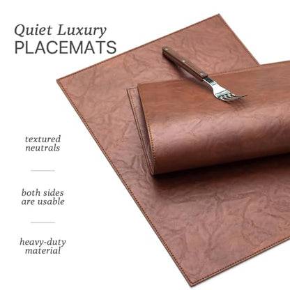 Baroyal Faux Leather Placemats Set of 6 Vinyl Washable Wipeable Table Mats for Kitchen Dining Table Heat Resistant Waterproof Indoor/Outdoor Placemats Non-Slip Easy Clean Place Mats (Reddish Brown) - color: B-reddish Brown