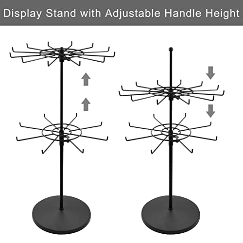 Polmart Heavy Duty Dual Heights (Stand & Tiers) Adjustable Countertop Spinner Display Stand (Black, 2-Tier) - color: Black