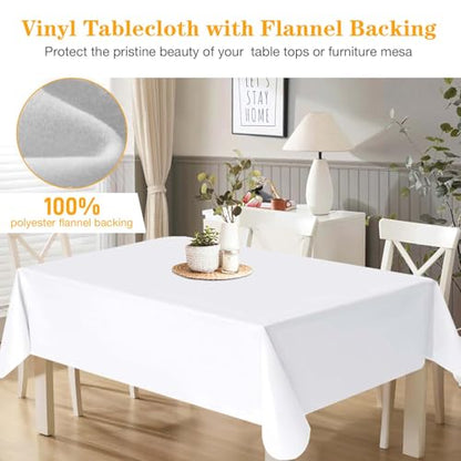 Table Pad Protector with Flannel Backing Cut to Fit Waterproof Heat Resistant Heavy-Duty Reusable Table Cloth 54" x 72" Rectangle Vinyl Table Padding Under Tablecloth - size: 72" x 54" (Rectangular)