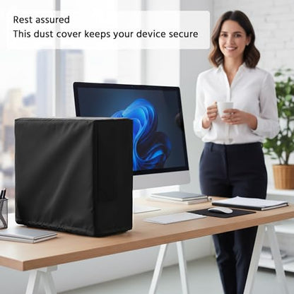 CPU Dust Cover Large Size CPU Computer Desktop Gaming PC Mid-Tower Full Body Protective Cover Case with Adjustable Solid Cord Tight Rope Black - size: 10Wx28Dx20H in