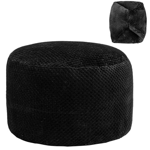 Asuprui Unstuffed Pouf Ottoman Round Poof Ottoman No Filler Soft Faux Fur Foot Stool 20x20x12 Inches Fuzzy Chair Floor Pouf Foot Rest with Storage for Living Room Bedroom Black - color: Black