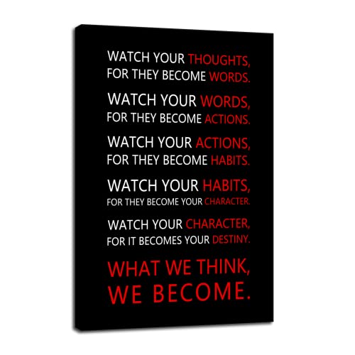 Watch Your Thoughts Inspirational Wall Art Motivational Canvas Painting Inspiring Quotes Posters Prints Artwork Living Room Home Office Classroom Decor Framed Ready to Hang [12''W x 18''H] - color: Inspirational-21, size: 18"L x 12"W