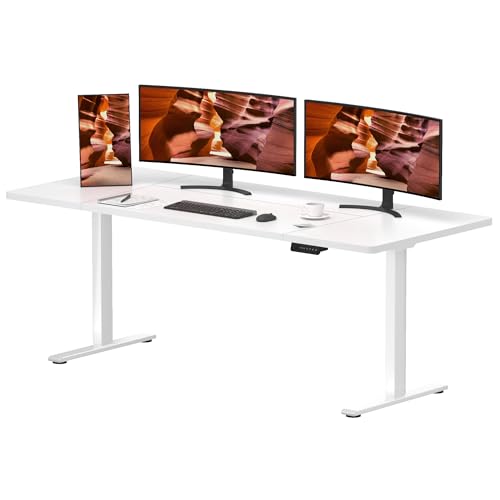 Dual Motor Standing Desk, Large Stand Up Desks, 79x31 Inches Electric Sit Stand Desk, 4 Memory Preset Adjustable Height Home Office Desks(White) - color: White, size: 7931