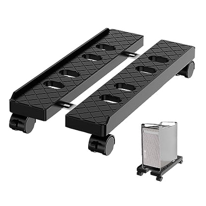 Adjustable Mobile CPU Stand, Ventilated Computer Tower Stand with 4 Caster Wheels Fits Most PC Tower, Under Desk CPU Holder PC Floor Cart Computer Riser for Gamers and Students (Large Black) - color: Large Black
