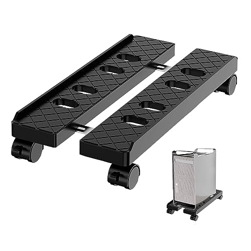 Adjustable Mobile CPU Stand, Ventilated Computer Tower Stand with 4 Caster Wheels Fits Most PC Tower, Under Desk CPU Holder PC Floor Cart Computer Riser for Gamers and Students (Large Black) - color: Large Black