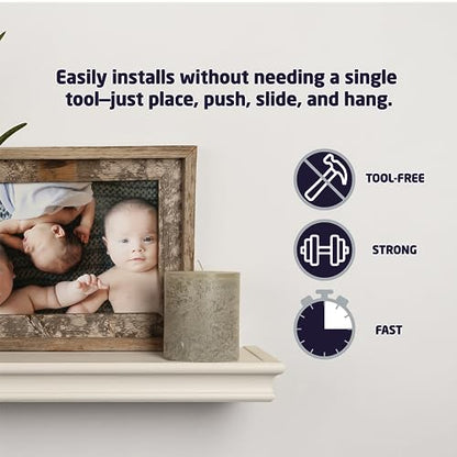 HIGH & MIGHTY 515666 Decorative 36" Floating Shelf Holds up to 25lbs, Easy Tool-Free Dry Wall Installation, Beveled, eCommerce Packaging, White - size: 36 inch