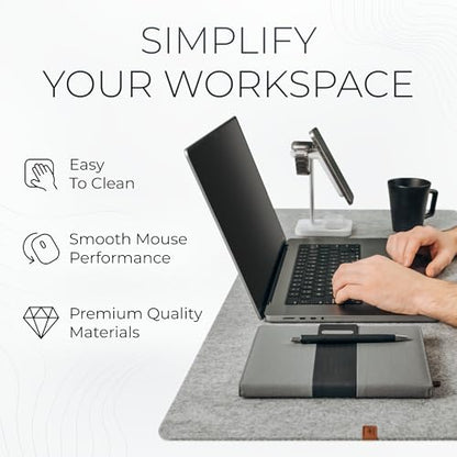 Nordik Large Felt Desk Mat - Marle - 35 x 17 inch - Full Desk Keyboard Mat - Keyboard and Mouse Pad - Large Desktop Felt Pad - color: Marle