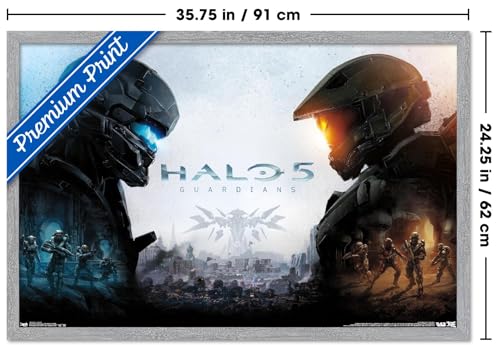 Halo 5 - Key Art Wall Poster, 34L" x 22.4W", Gray Framed Version - color: Gray Framed Version, size: 34"L x 22.4"W