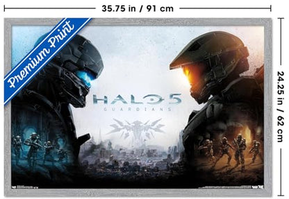 Halo 5 - Key Art Wall Poster, 34L" x 22.4W", Gray Framed Version - color: Gray Framed Version, size: 34"L x 22.4"W
