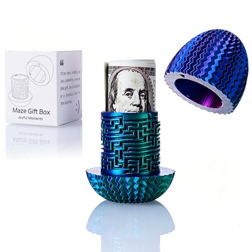 Maze Puzzle Box for Cash Gift, Money Holder Gift Box | Maze puzzle, hidden cash compartment, money gift, birthday anniversary, brain teaser, surprise holder gift for teens & adults - color: Blue-green