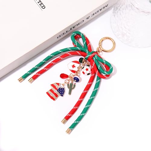 PHALIN Football Baseball Basketball Golf Bag Charms Keychain for Women Men Bow Purse Charm Sport Mom Gifts - style: Soccer-4