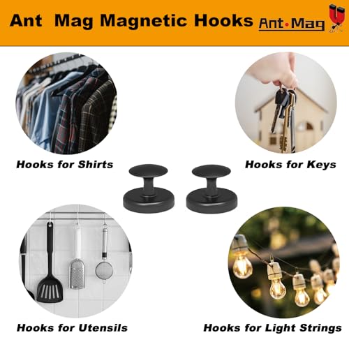 Ant Mag Magnetic Hooks Heavy Duty for Coat Hanging Strong Magnetic Hangers for Metal Surface Great Organization for Cruise Cabinet Door Kitchen Room Office - size: D42 Round 2 Pack