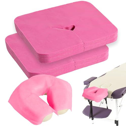 200 Pieces Disposable Face Cradle Covers Massage Headrest Covers for Massage Tables and Massage Chairs Beauty Spa Salon Bed, 11.8 x 15.7 Inches (Pink) - color: Pink