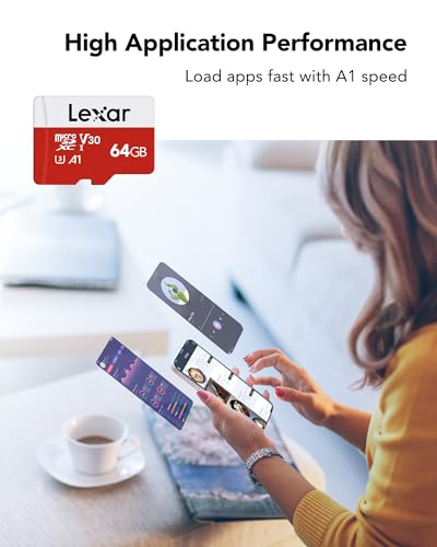 Lexar E-Series 64GB Micro SD Card, microSDXC UHS-I Flash Memory Card with Adapter, 100MB/s, C10, U3, A1, V30, Full HD, 4K UHD, High Speed TF Card - color: 64GB x1