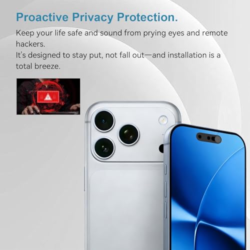 Front Camera Privacy Cover Compatible for iPhone 16/16Plus/16 Pro/16 Pro Max/15/15Plus/15 Pro/15 Pro Max/14 Pro/14 Pro Max, [2 Pack] Anti-Spy Lens Protector,Camera Protector for Privacy & Security