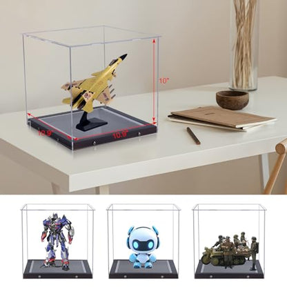 Clear Acrylic Display Box for Collectibles Action Figures Dollhouse 3-D Puzzle Basketball Mini-Helmet Model Cars Planes, with Dimmable LED Light Showcase - size: 11.22"x11.22"x11.22"