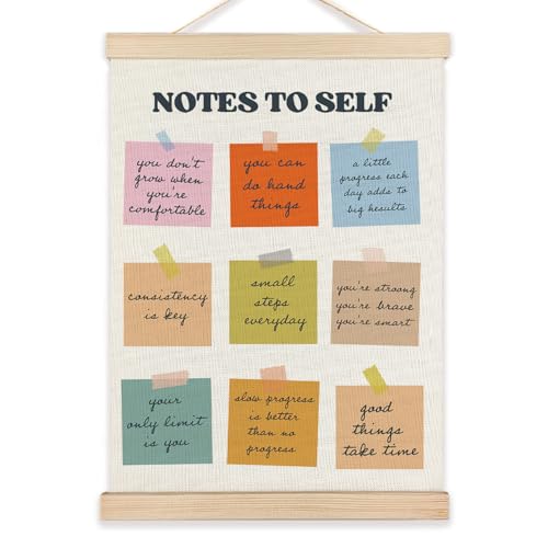 LZYRF Inspirational Wall Art Poster Framed, Notes to Self Motivational Quote Positive Affirmation Canvas Prints Wall Decor for Home Bedroom Living Room Classroom, 12x16 Inch - color: notes to self, size: 16"L x 12"W