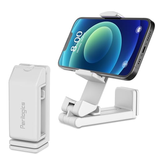 Perilogics Airplane Phone Holder Mount Universal in Flight Hands Free Viewing with Multi-Directional Dual 360 Degree Rotation (White) - color: White