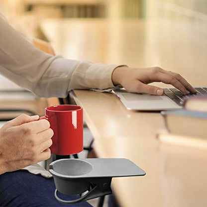 Dirza Clip On Cup Holder for Office Chair Table Desk Side to Hold Coffee Water Drink Beverage Soda Tea Grey - color: Grey