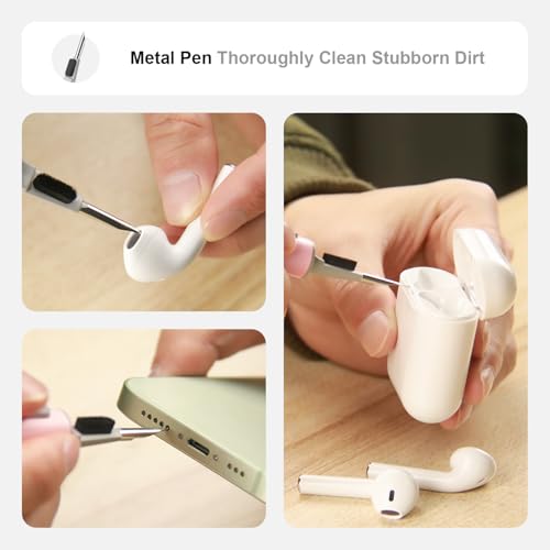 Hyashee Cleaner Kit for Airpods Pro 1 2 3 Multi-Function Cleaning Pen with Soft Brush Flocking Sponge for Bluetooth Earphones Case Cleaning Tools (Pink) - color: Pink