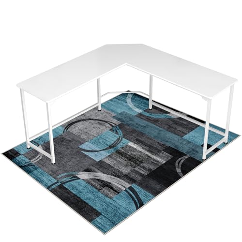 Office Chair Mat for Hardwood Floor&Tile Floor,48"X 60" Heavy Duty Desk Chair Mat for Hard Floors,Under Desk Rug for Rolling Computer Chair,Anti Slip,Low Pile Carpet Floor-Geo Blue Gray - color: Geo Blue Gray, size: 48"X 60"
