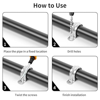 3 Inch Reinforced Rigid Pipe Strap, 2 Holes U Bracket Cable Clamp Hanger, Zinc Coated Tension Tube Clip, Conduits Strap Clamps for Pipe Fixing on Various Surfaces, 10 PCS(75 mm) - size: 3Inch(75mm) 10PCS