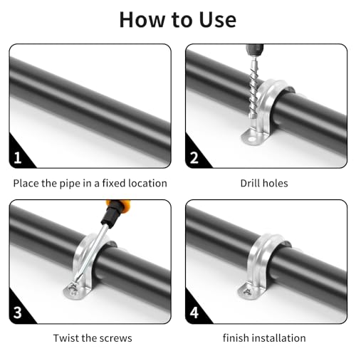 30 PCS 1-9/16 Inch Reinforced Rigid Pipe Strap, 2 Holes U Bracket Cable Clamp Hanger, Zinc Coated Tension Tube Clip, Conduits Strap Clamps for Pipe Fixing on Various Surfaces, 30 PCS(40 mm) - size: 1-9/16Inch(40mm) 30PCS