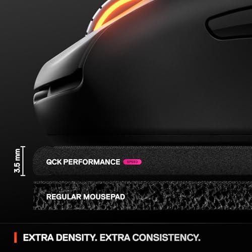 SteelSeries QcK XL Performance Speed Gaming Mousepad — Extra Density for a Smooth Glide — Low-Profile Edge Stitching — Non-Slip Neoprene Rubber Base — 15.75 x 34.43 inch — FPS, MOBAs, RTS, MMO - size: XL, style: Speed
