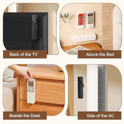 3 Pack Remote Control Holder, Upgraded Wood Magnetic Remote Control Wall Mount, No Drill Self-Adhesive TV Remote Holder for TV, Fan & Air Conditioner Remotes