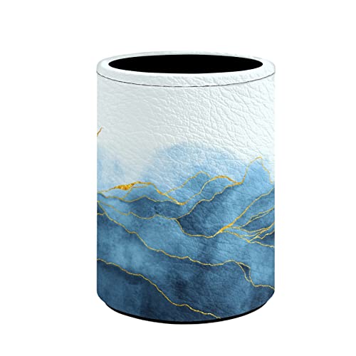 Marble Pen Holder Pencil Cup for Desk Organizer | Cute Makeup Brush Holder PU Multifunctional Office Suppliesfor Decor Home Classroom School - color: Marble