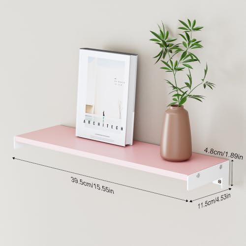 Floating Shelves for Wall, Shelves for Decor Storage Set of 6, Wall Mounted Wood Shelf for Bedroom, Living Room, Bathroom, Kitchen,Long Picture Ledge Shelves. (Pink) - color: Pink
