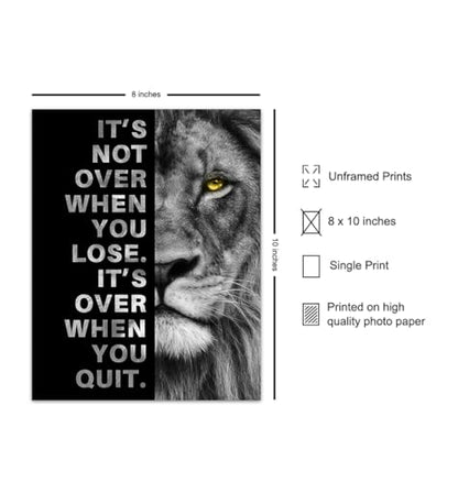 YELLOWBIRD ART & DESIGN Motivational Wall Art & Decor - Positive Quotes - Motivational poster - Office Wall Art - Lion Wall Decor Inspiration Motivation Man cave Gym Wall Decor for Men - size: 8"L x 10"W, style: Unframed