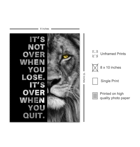 YELLOWBIRD ART & DESIGN Motivational Wall Art & Decor - Positive Quotes - Motivational poster - Office Wall Art - Lion Wall Decor Inspiration Motivation Man cave Gym Wall Decor for Men - size: 8"L x 10"W, style: Unframed