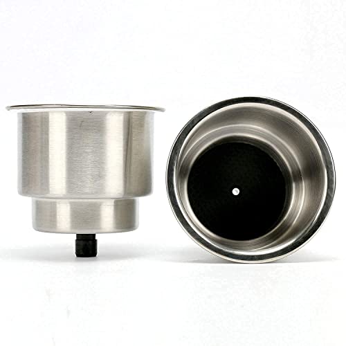 2 Pack Boat Cup Holder, Marine Stainless Steel Cup Drink Holder Insert with Drain for Marine Yacht RV